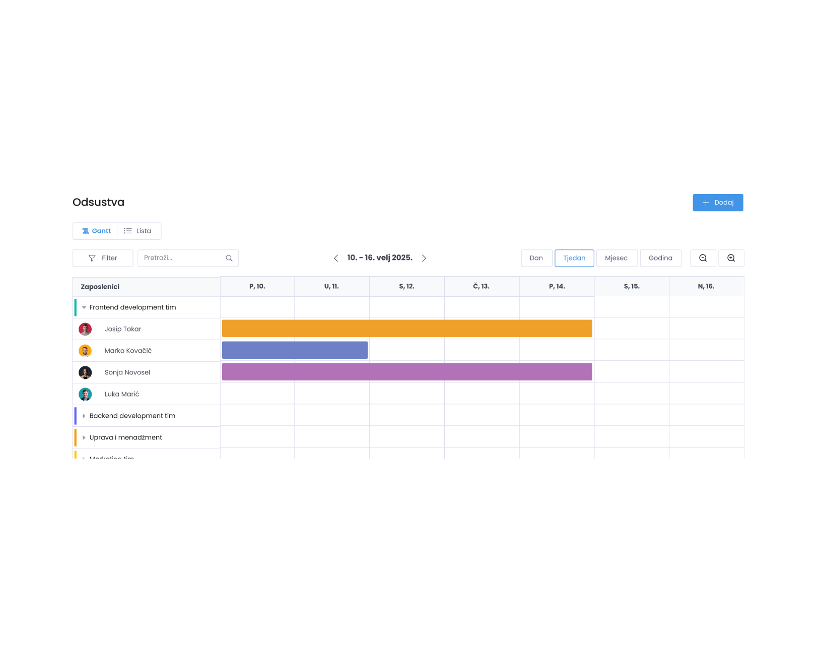 Real-time statuses