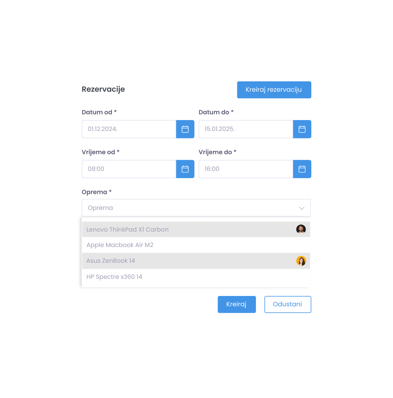 Equipment booking